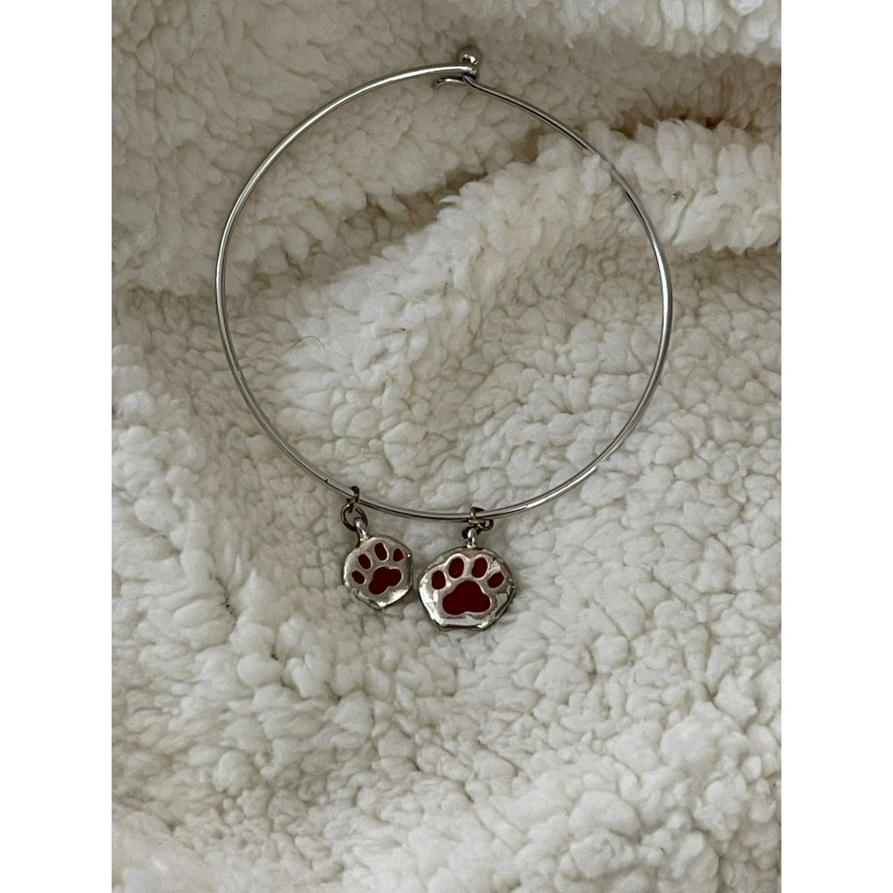 Silver Tone Doggy Paw Charm Bracelet